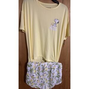 Snoopy Peanuts Yellow Soft Pajama Sleep Set “Easy Peasy" With Lemons Small